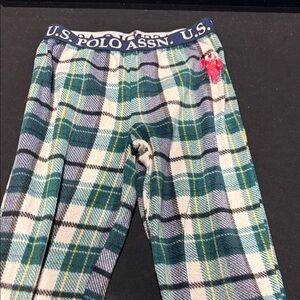 U.S. Polo Assn. Kids Plaid Pajama Bottoms - Green, White, and Yellow